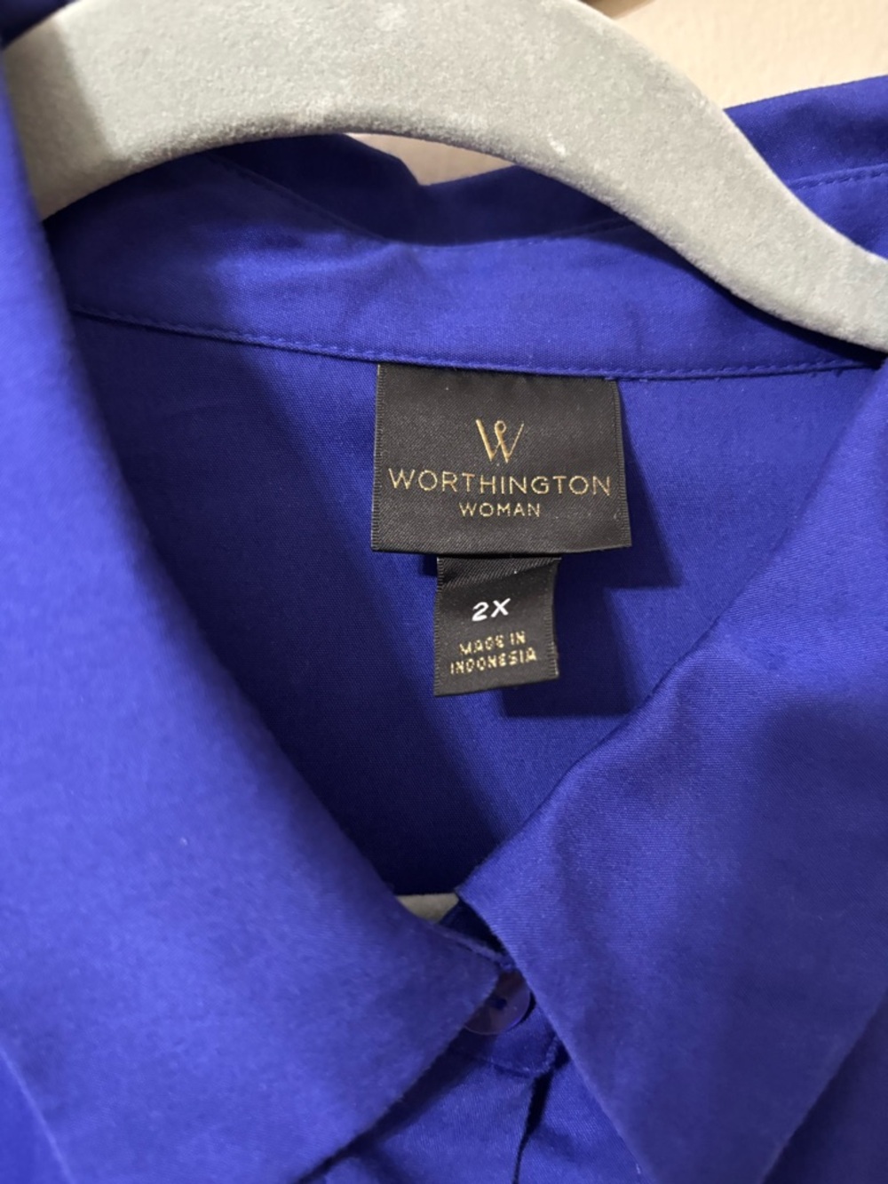 Worthington Vibrant Purple/Blue Button-Up Blouse - Picture 2 of 3